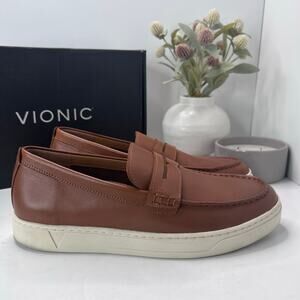 Vionic Thompson Slip-on Penny Loafers Casual Comfort Shoe Tan Men 9.5 Wide NWOB